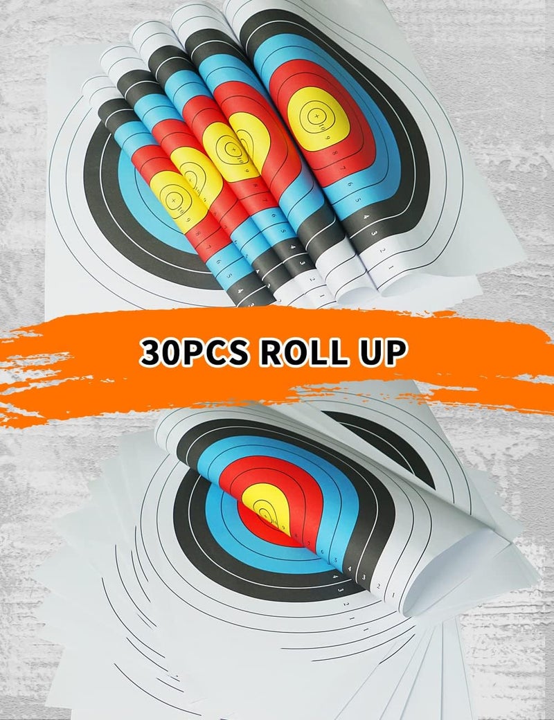 THREE ARCHERS Archery Targets Paper for Backyard 30/50pcs Standard Archery Target 40cm 10 Ring Bow and Arrow Target for Hunting & Shooting Archery Accessories for Target Practice - Image 4